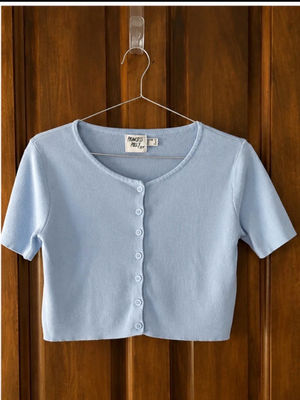 Princess Polly Ribbed Button Front Crop Top – Size US8 - Picture 1 of 3